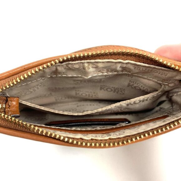 Michael Michael Kors Jet Set Wristlet Wallet Brown Canvas Leather Trim 6"x4" - Picture 9 of 15